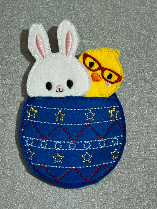 Bunny, Chick and Blue Easter Egg Finger Puppets