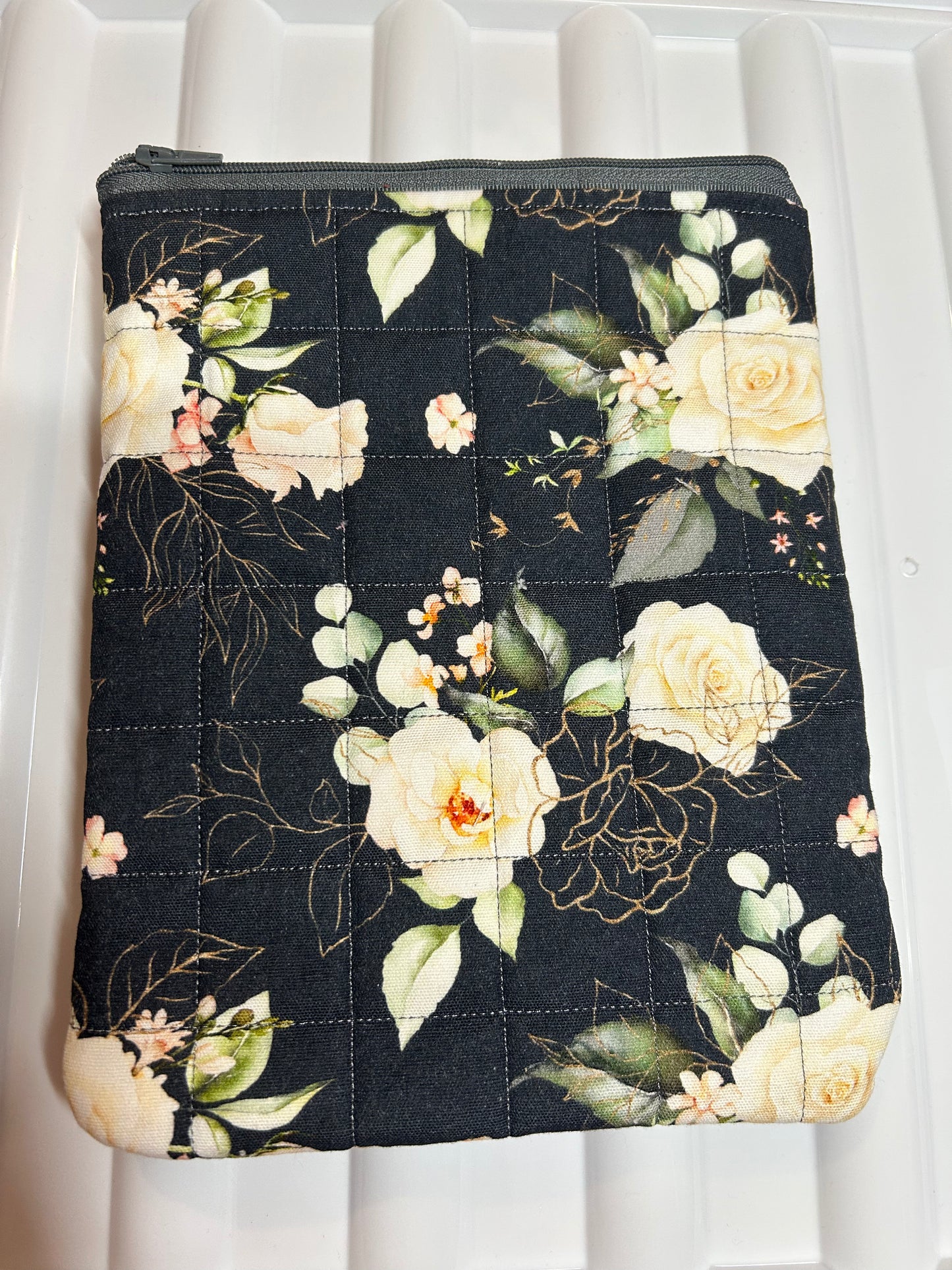 Book and E reader Sleeve - Grey Floral