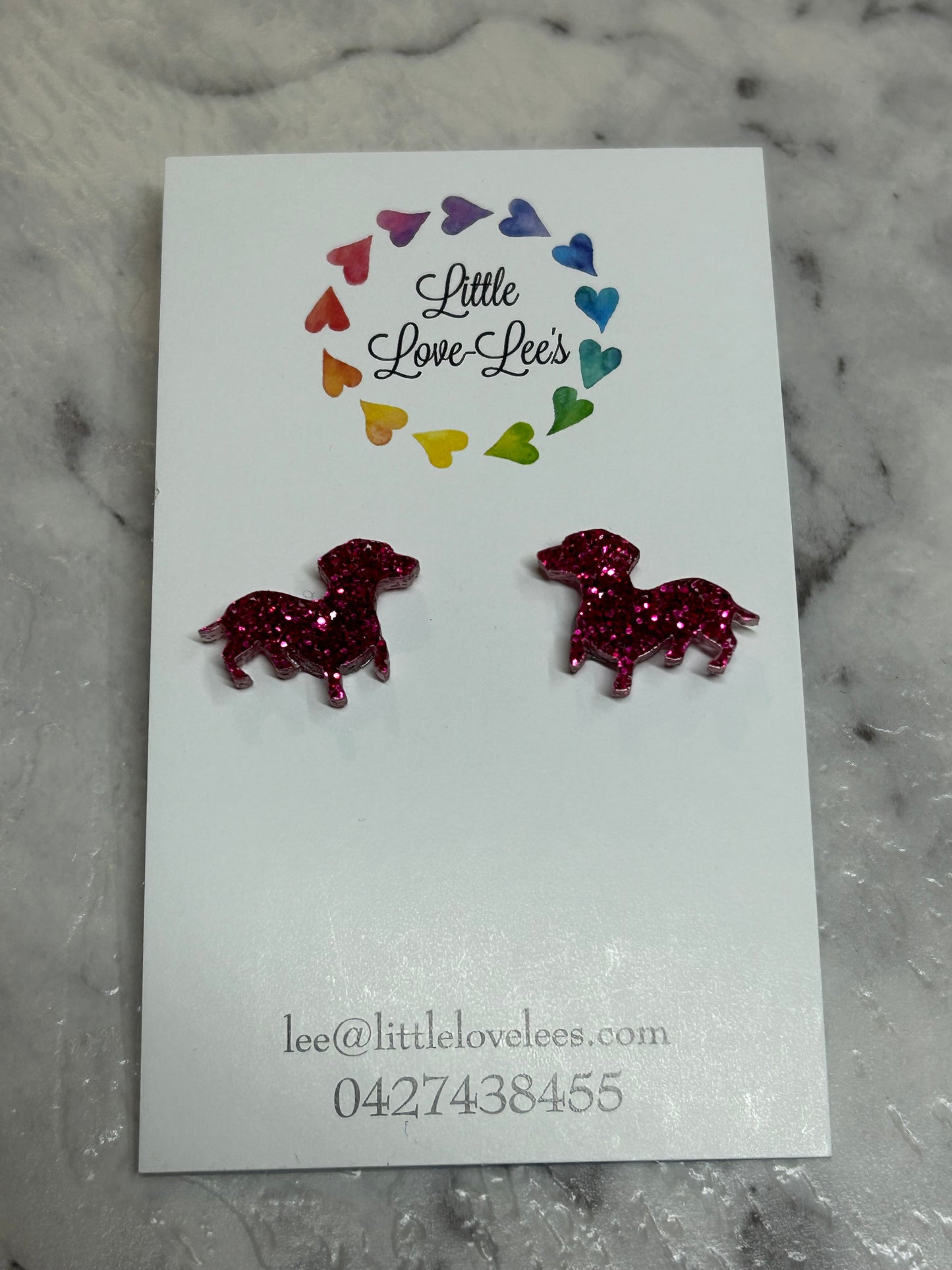 Pink Dachshund Earrings