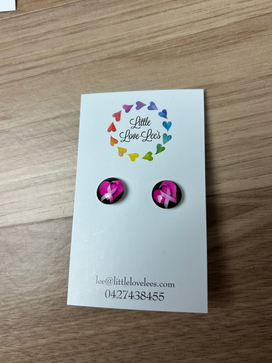 Pink Ribbon Earrings