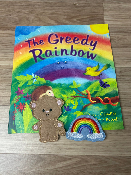 The Greedy Rainbow Book and Finger Puppet Set