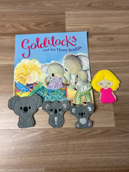 Goldilocks and the three Koalas Book and Finger Puppet Set