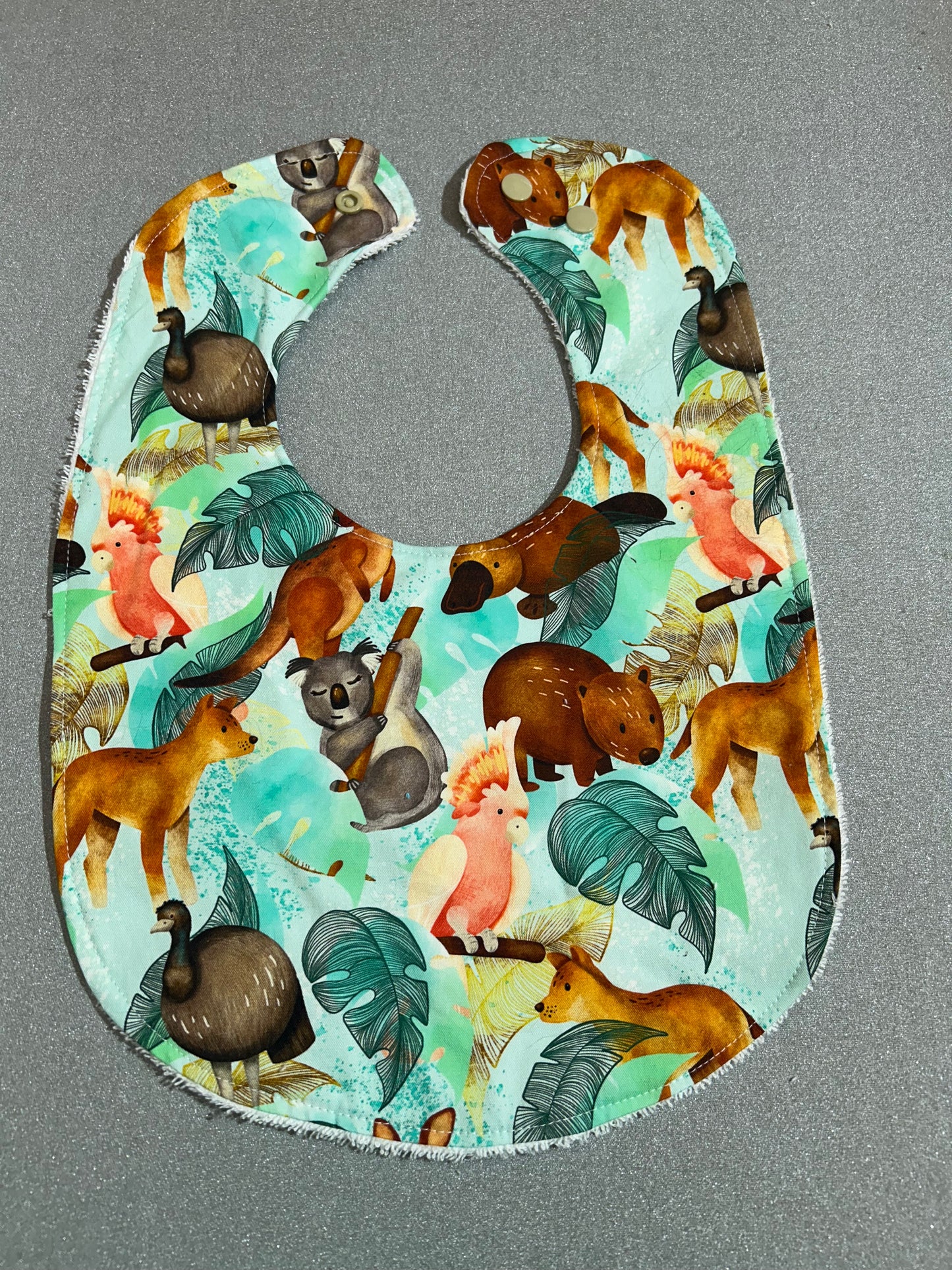 Baby Bib - Green Aussie Animals