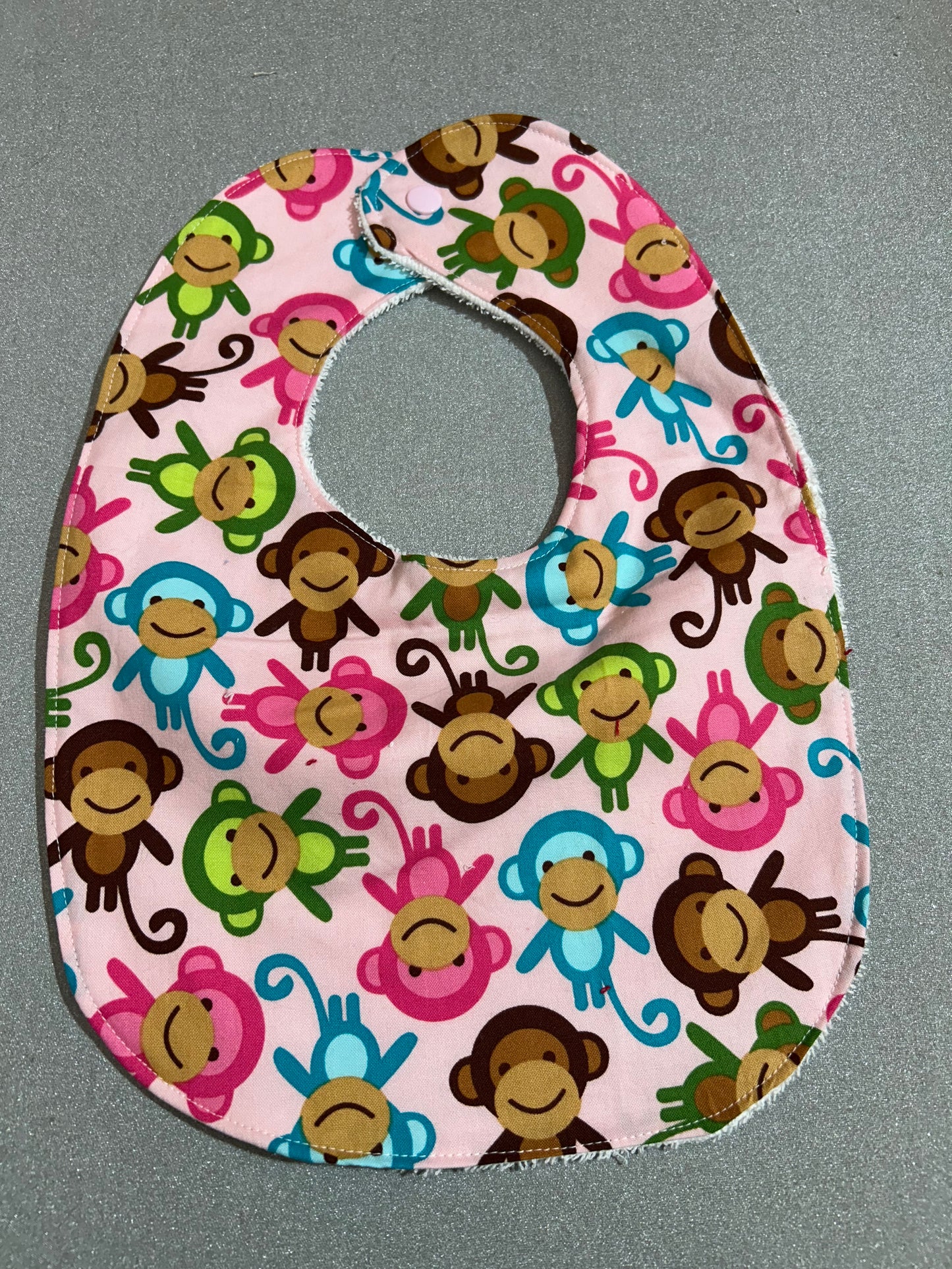 Baby Bib - Pink Monkeys