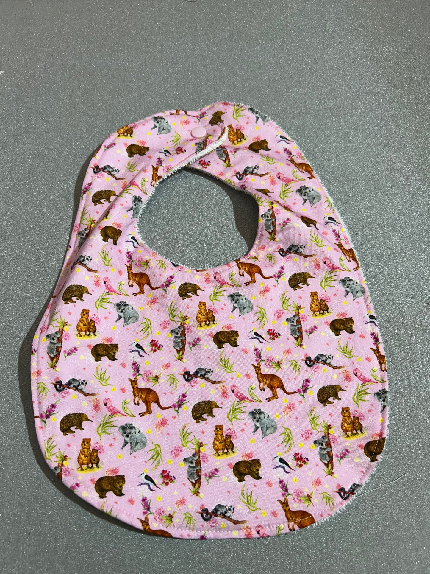 Baby Bib - Aussie animals pink