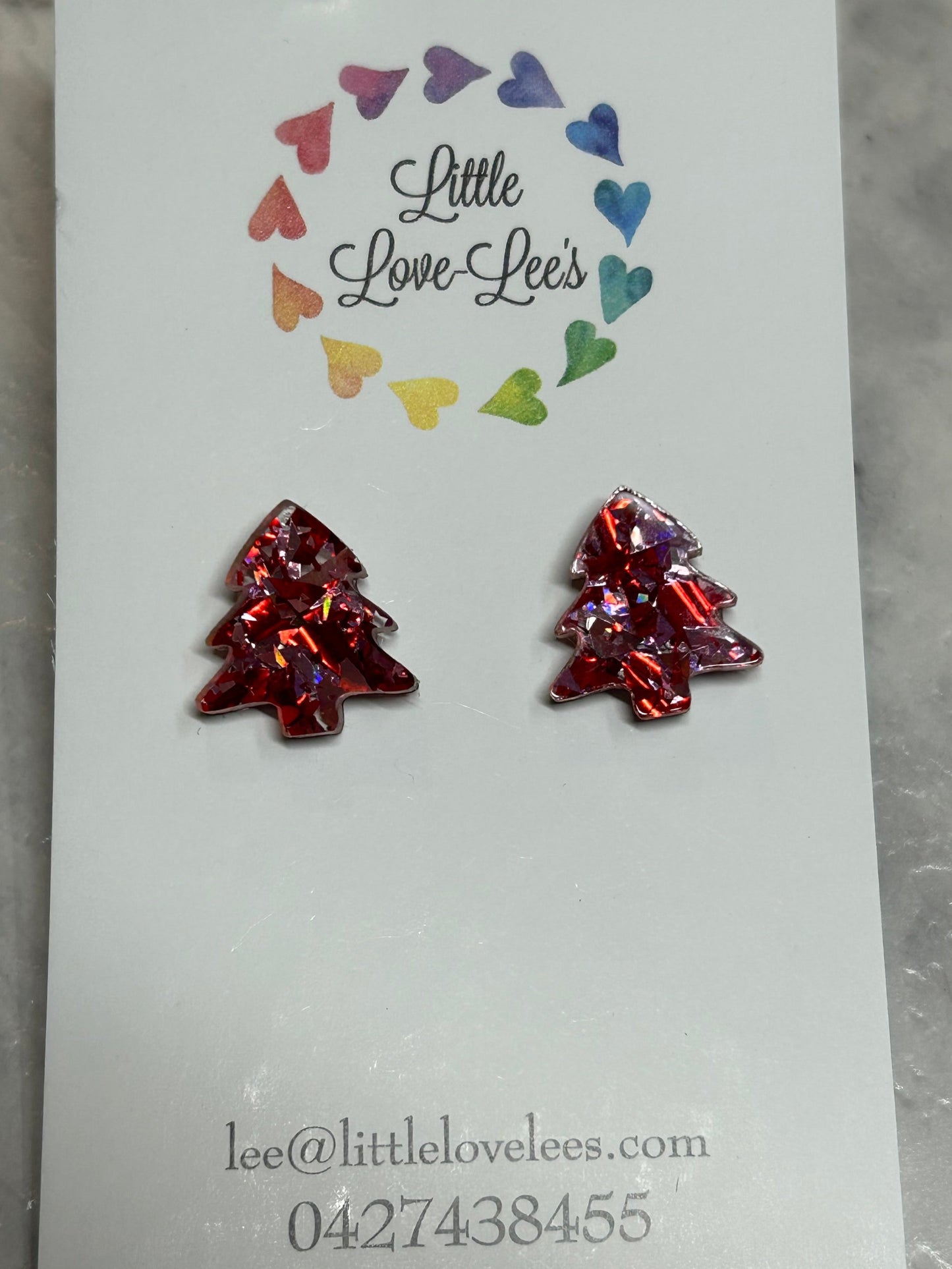 Pink Christmas Tree Earrings