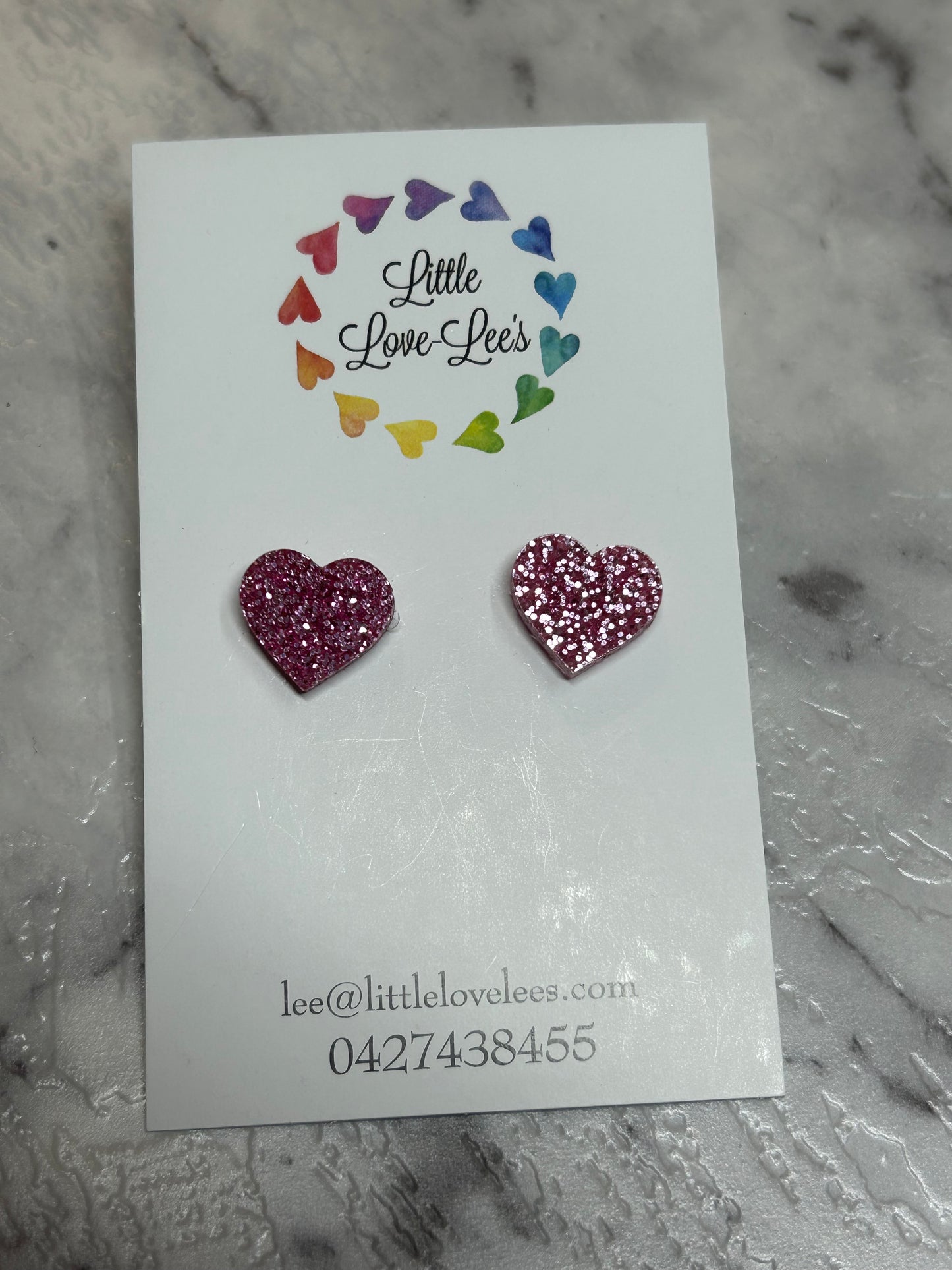 Pink Glitter Heart Earrings