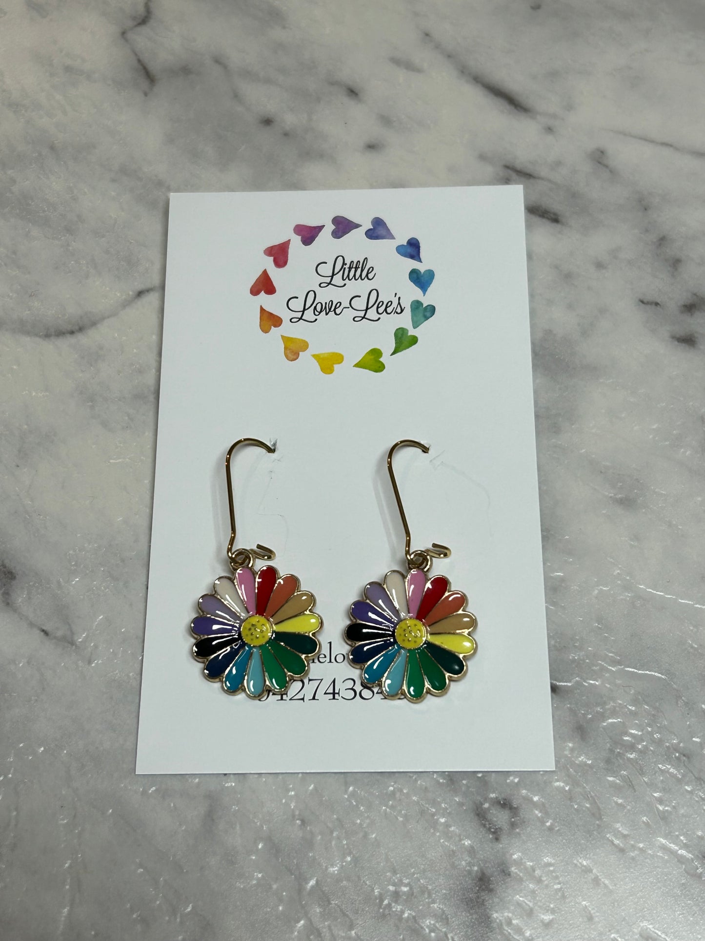 Rainbow Flower Dangle Earrings