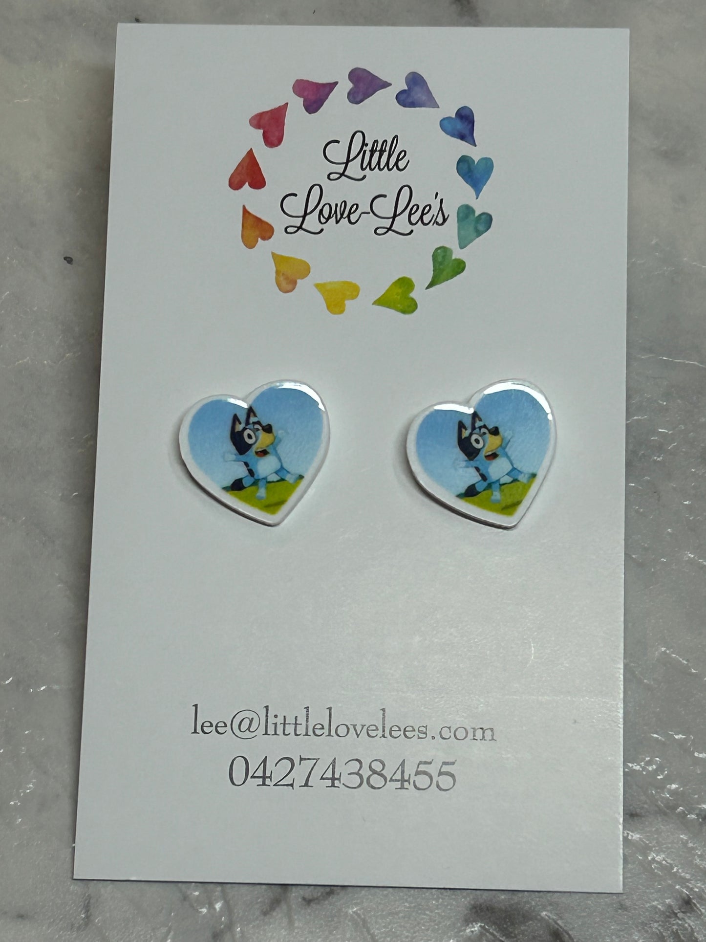 Blue Dog Heart Earrings