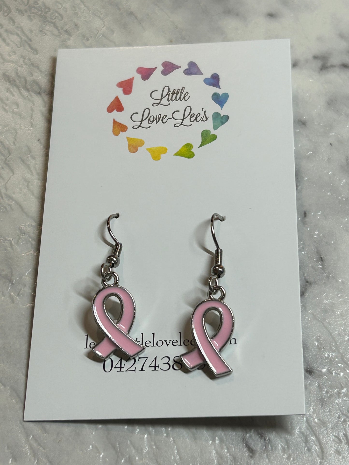 Pink Ribbon Dangles Earrings