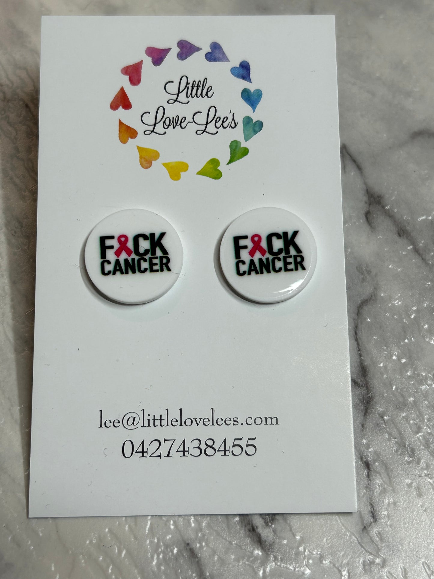 Fuck Cancer pink ribbon earrings