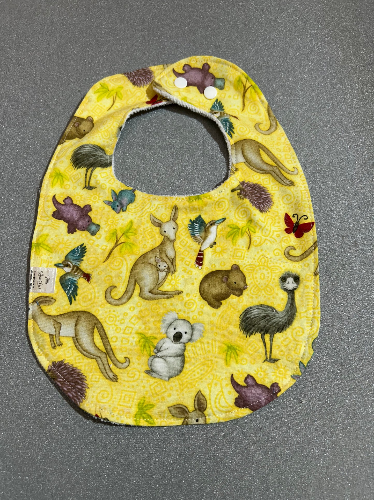 Baby Bib -  Aussie Animals yellow