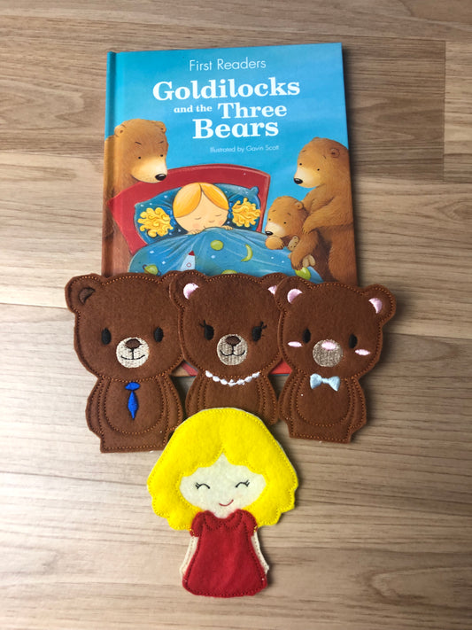 Goldilocks and the Three Bears Book and Finger Puppet Set