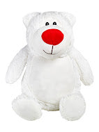 White Bear with Red Nose Embroidered Toy