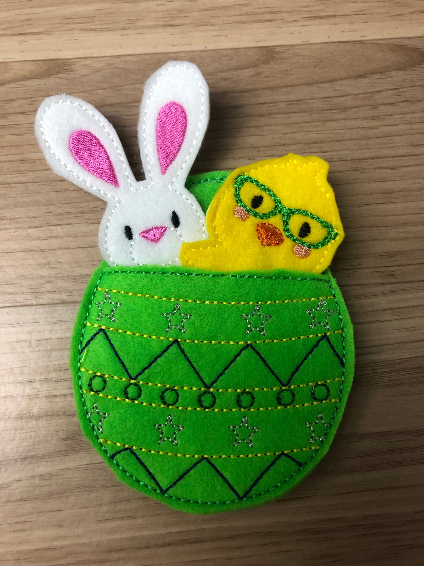 Bunny, Chick and Green Easter Egg Finger Puppets