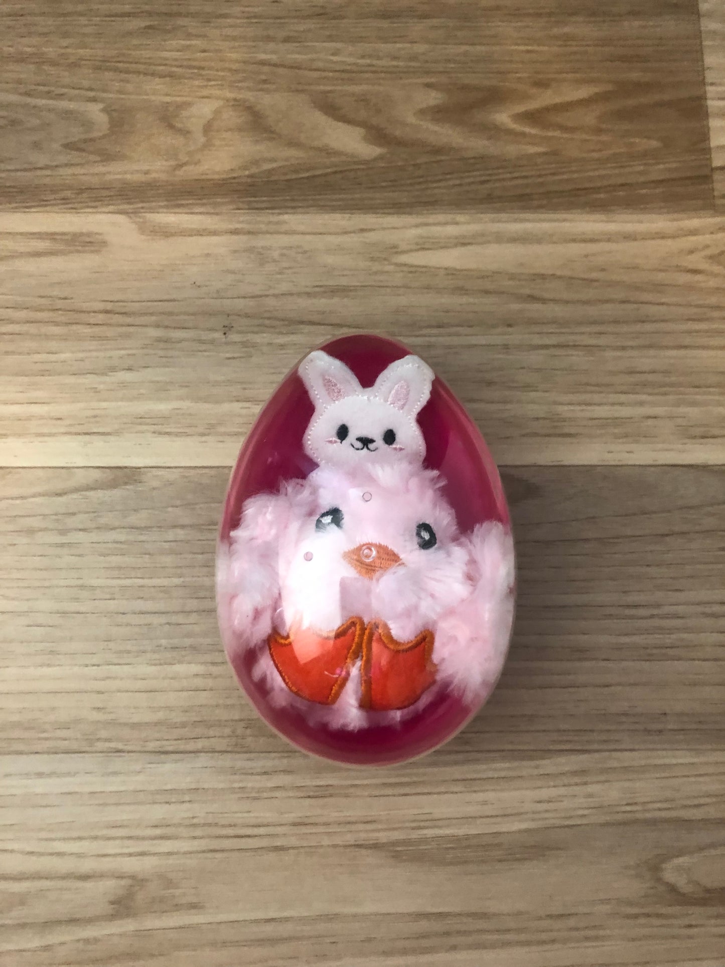 Pale Pink Chick Soft Toy and Bunny Finger Puppet in Egg