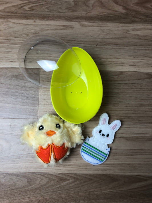 Yellow Chick Soft Toy and Bunny Finger Puppet in Egg