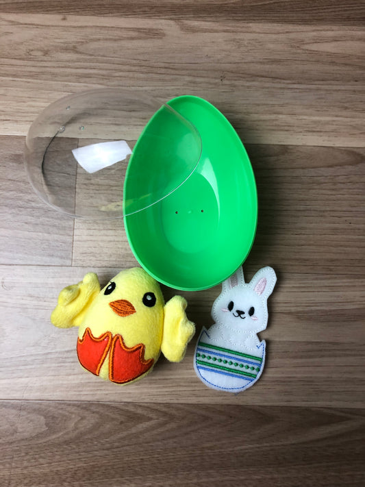 Yellow Chick Soft Toy and Bunny Finger Puppet in  Green Egg