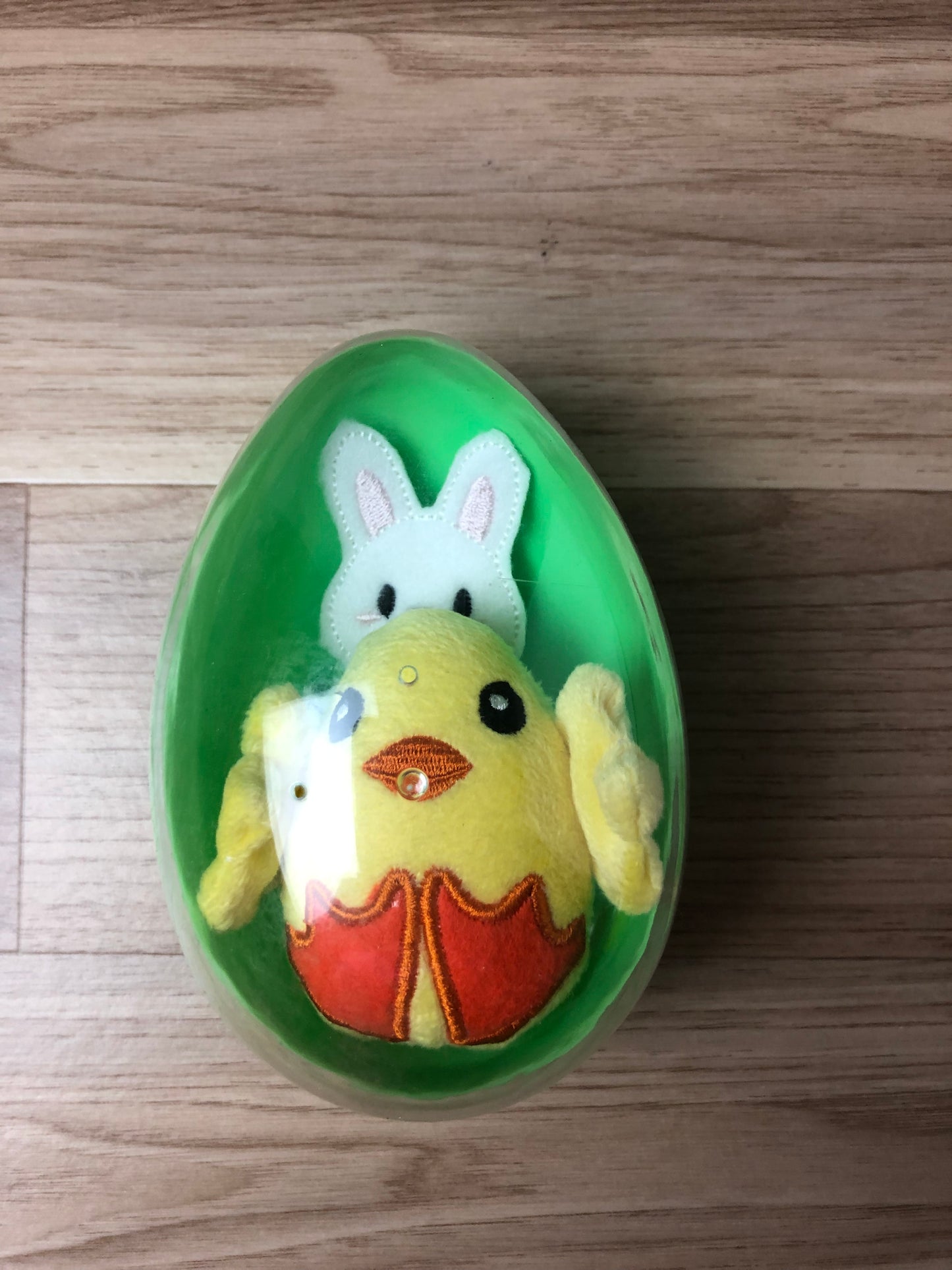 Yellow Chick Soft Toy and Bunny Finger Puppet in  Green Egg