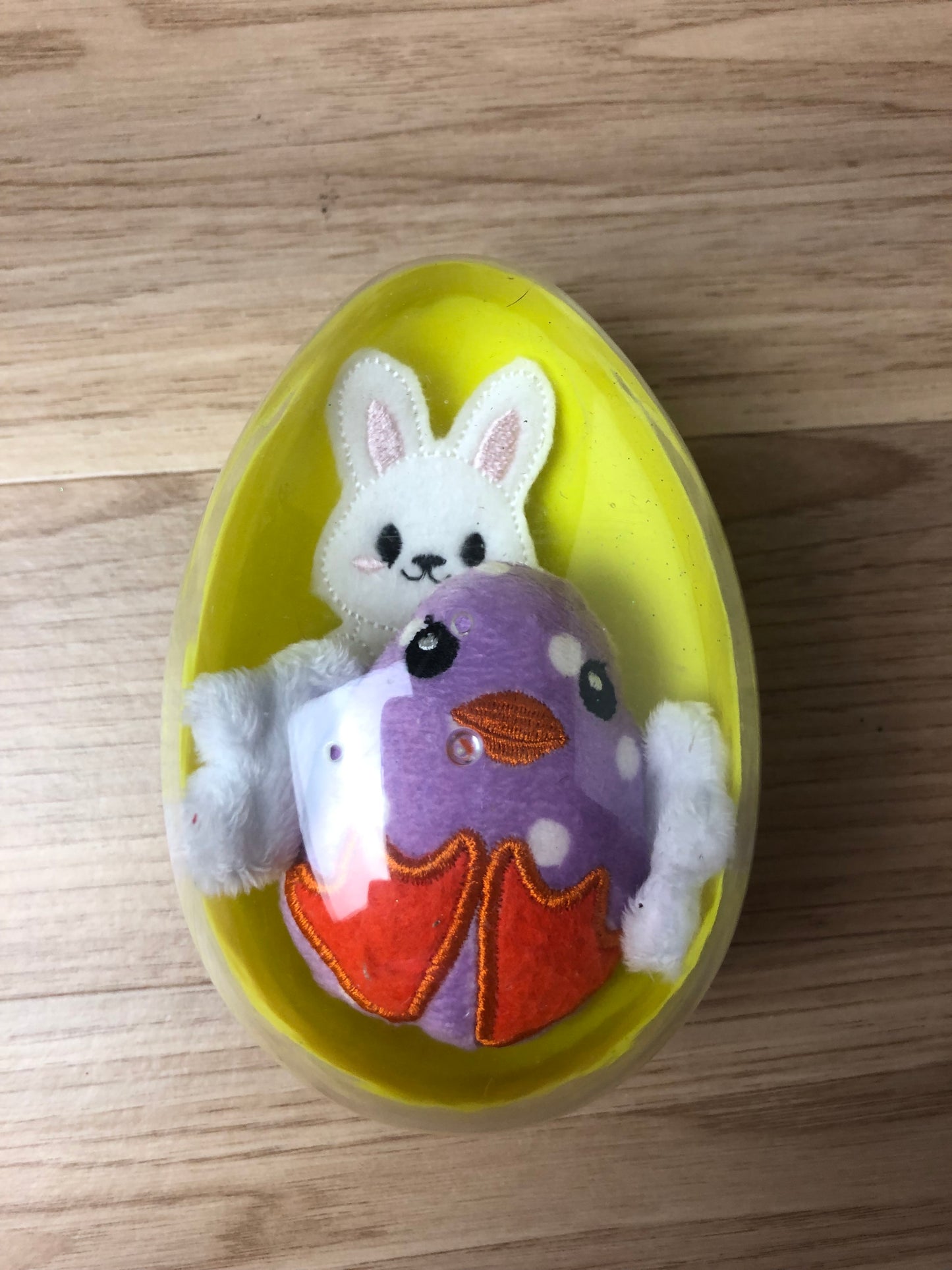 Purple Chick Soft Toy and Bunny Finger Puppet in Egg