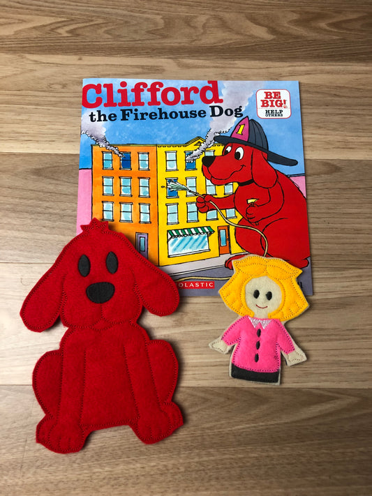 Clifford the Firehouse Dog Book  and Finger Puppet Set