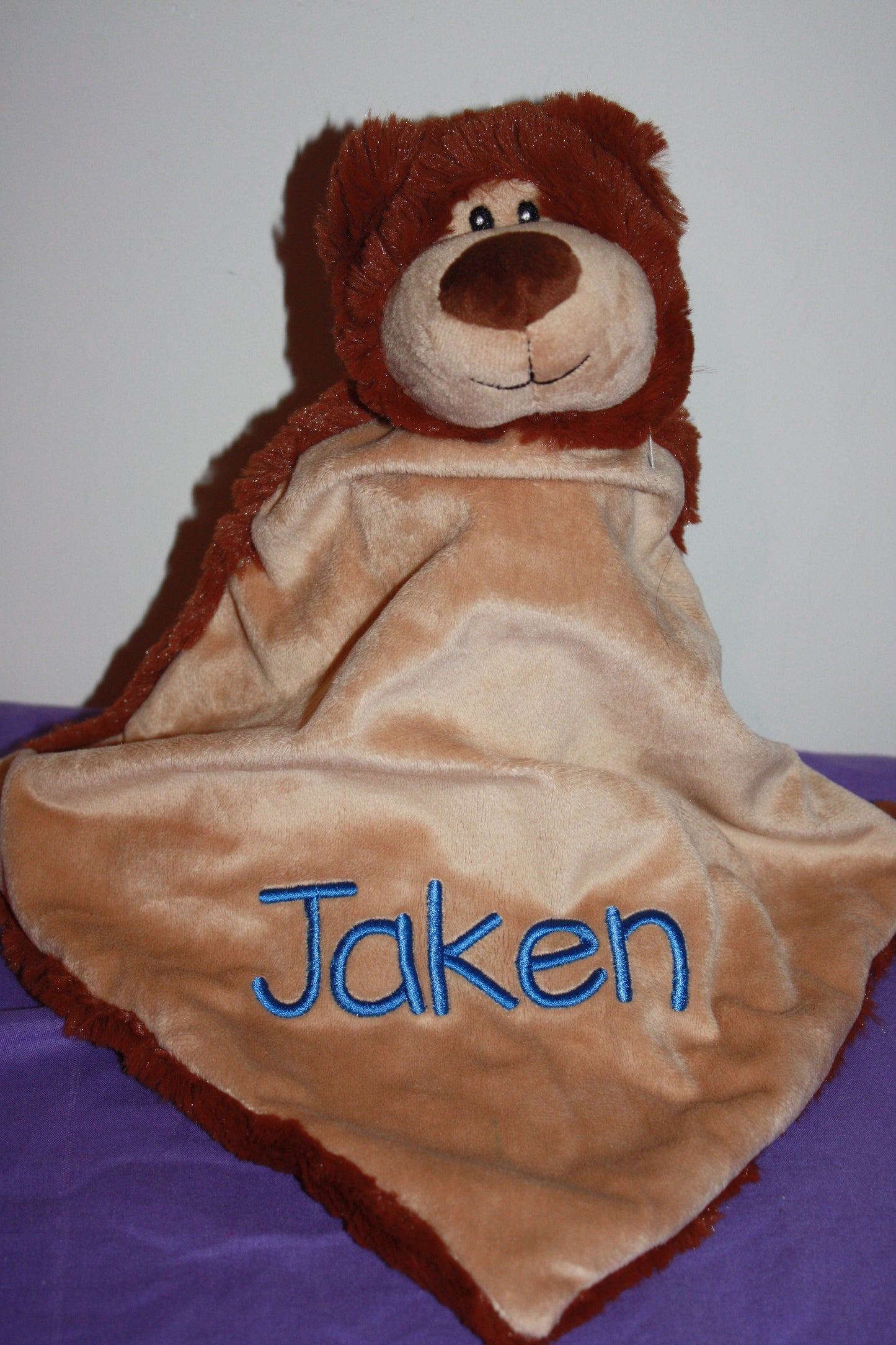 Blue Bear Embroidered Blankie