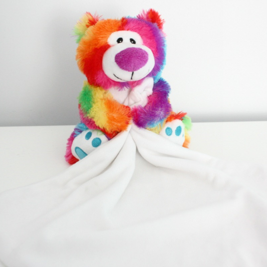 Rainbow Bear Embroidered Blankie